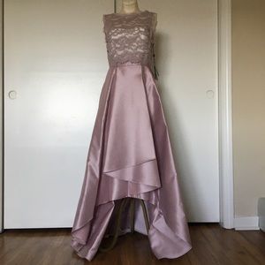 NWT Adrianna Papell Lace Mikado Hi-Low Dress Gown